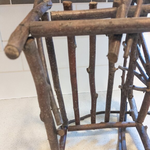 Miniature Twig Doll Furniture Rustic Chair Handmade Planter Decor Farmhouse Vtg - Picture 4 of 4